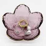 BESSKON Purple Flower Glass Jewelry Dish Tray