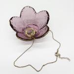 BESSKON Purple Flower Glass Jewelry Dish Tray