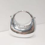Mini Crescent Silver Clutch Purse with Chain