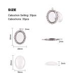 60pcs Oval Pendant Blanks and Glass Cabochons Set