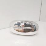 Mini Crescent Silver Clutch Purse with Chain