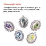 60pcs Oval Pendant Blanks and Glass Cabochons Set