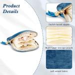 Teal Blue Velvet Travel Jewelry Organizer Pouch