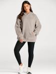 Chic Oversized Women's Fleece Hoodie in Coffee Grey
