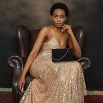 BBjinronjy Black Suede Evening Clutch with Chain