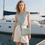 Cute Checkered Crossbody Bag for Women in Green