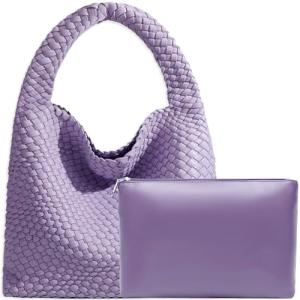 Vegan Leather Hand-Woven Tote Bag in Violets