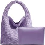Vegan Leather Hand-Woven Tote Bag in Violets