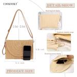 Light Brown Woven Straw Clutch Bag for Summer