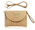 Light Brown Woven Straw Clutch Bag for Summer
