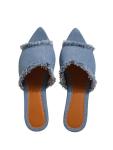 Verdusa Women's Blue Pointed Toe Denim Sandals