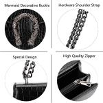 DEEPMEOW Black Crocodile Grain Crossbody Bag