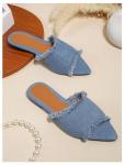 Verdusa Women's Blue Pointed Toe Denim Sandals