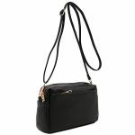 FashionPuzzle Small Black Triple Zip Crossbody Bag