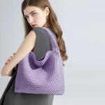 Vegan Leather Hand-Woven Tote Bag in Violets