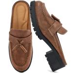 Ablanczoom Women's Backless Tassel Platform Loafers