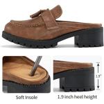 Ablanczoom Women's Backless Tassel Platform Loafers