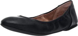 Black Faux Leather Slip-On Ballet Flats for Women