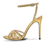 Hochfart Gold Rhinestone Strappy Stiletto Heels