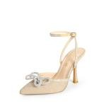 DREAM PAIRS Gold Rhinestone Ankle Strap Heels