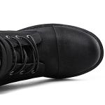 Lace-Up Black Mid Calf Combat Boots for Women