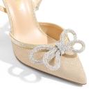 DREAM PAIRS Gold Rhinestone Ankle Strap Heels