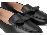 Cole Haan Black Leather Bow Loafers for Women