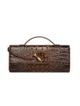 Trendy Crocodile Print Vegan Leather Clutch Bag