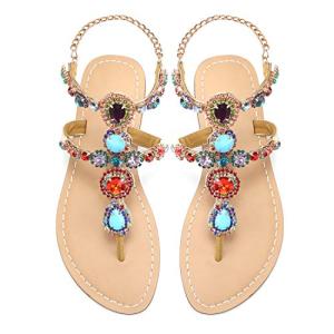 Women's Rhinestone Gladiator Flip Flops for Summer