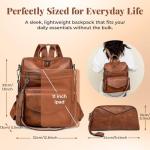 Brown Anti-theft PU Leather Backpack Purse