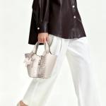 Deep Grey Vegan Leather Crocodile Tote Bag