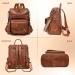 Brown Anti-theft PU Leather Backpack Purse