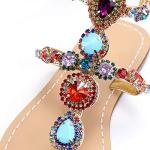 Women's Rhinestone Gladiator Flip Flops for Summer