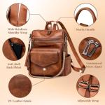 Brown Anti-theft PU Leather Backpack Purse