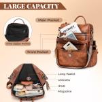 Brown Anti-theft PU Leather Backpack Purse
