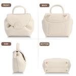 White Mini Faux Leather Top-Handle Handbag