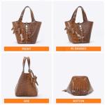 Deep Grey Vegan Leather Crocodile Tote Bag