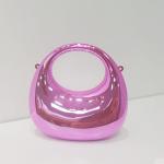 Mini Crescent Silver Clutch with Chain for Events