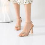 Susanny Nude Strappy Pointed Open Toe Heels