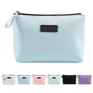 Stylish Blue PU Leather Travel Makeup Bag