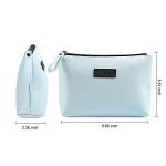 Stylish Blue PU Leather Travel Makeup Bag