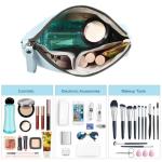 Stylish Blue PU Leather Travel Makeup Bag