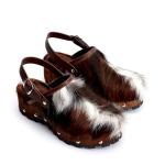 XOBZJH Women's Luxury Cowhide Hair Platform Clogs