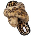 Cozy Leopard Faux Fur Slide Slippers for Women