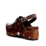 XOBZJH Women's Luxury Cowhide Hair Platform Clogs
