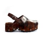 XOBZJH Women's Luxury Cowhide Hair Platform Clogs