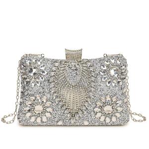 Glamorous Rhinestone Evening Clutch with Gold Clasp