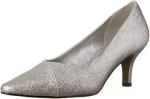 Silver Glitter Chiffon Pointed Toe Pumps for Women