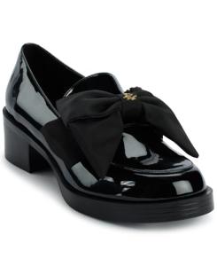 KARL LAGERFELD Women's Shiny Black Bow Loafers