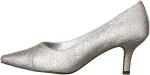 Silver Glitter Chiffon Pointed Toe Pumps for Women